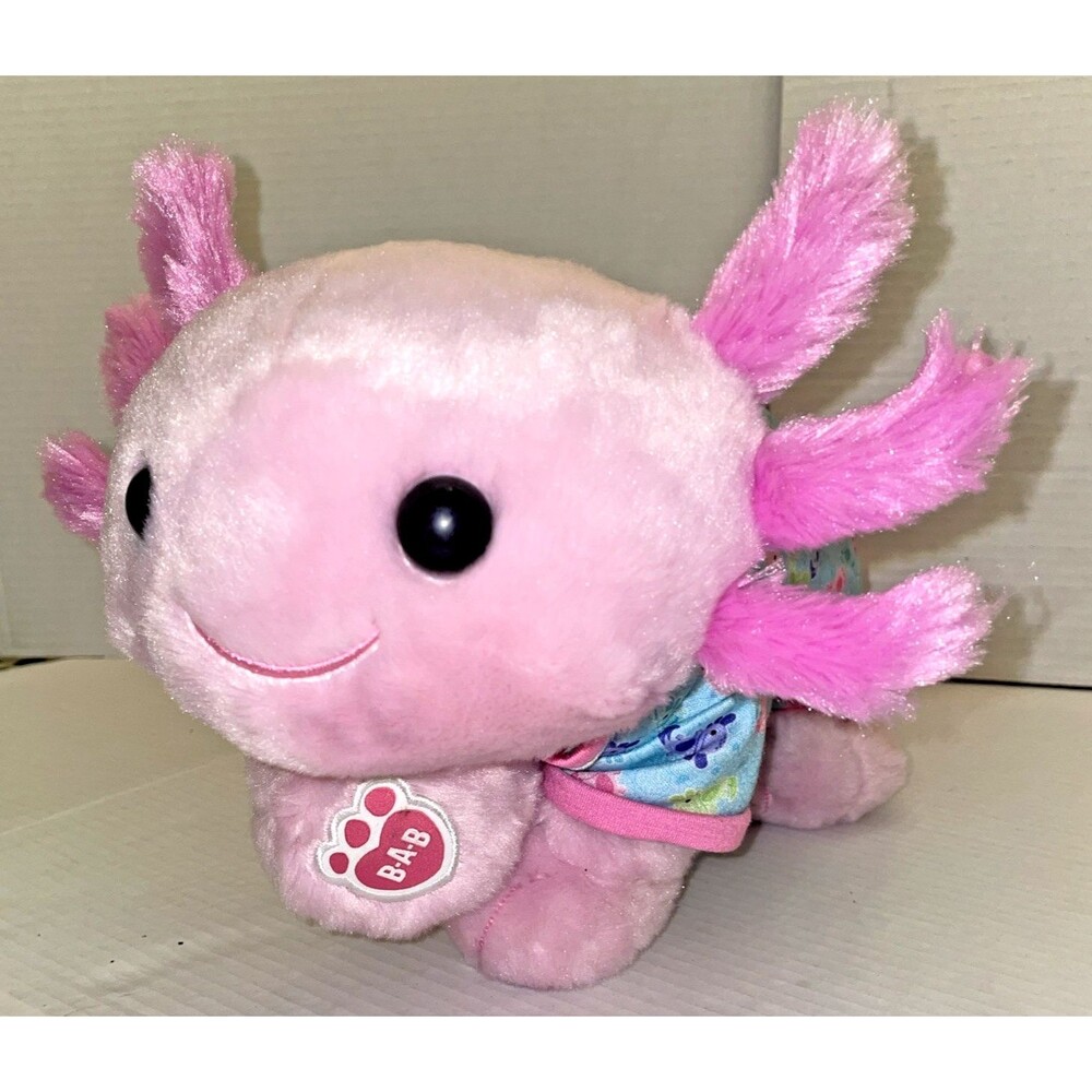 Build A Bear Pink Axolotl Plush with PJ's Sleeper Outfit BAB 18" Stuffed Animal
